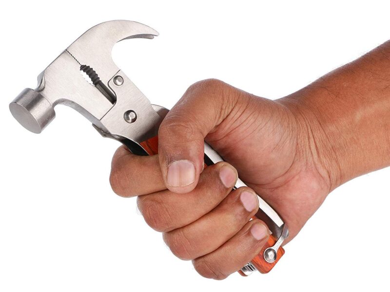 PAWSAM 14-in-1 Multi Functional Stainless Steel and Wooden Claw Hammer Pack of 1 - Image 3